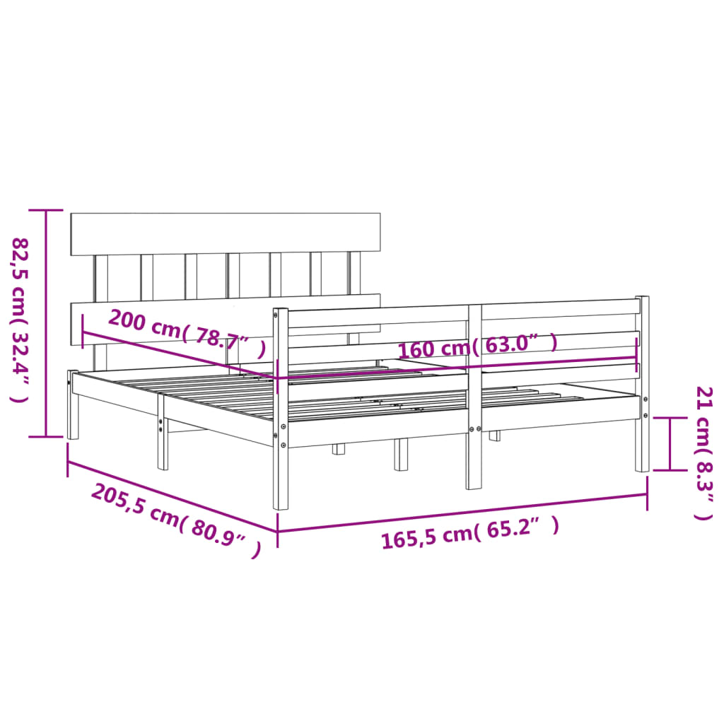 vidaXL Bed Frame without Mattress 160x200 cm Solid Wood