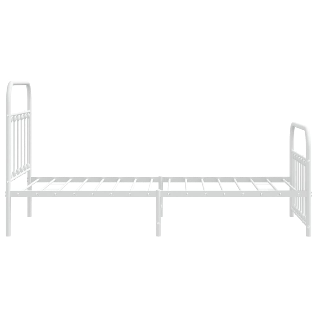 vidaXL Metal Bed Frame without Mattress with Footboard White 100x190 cm