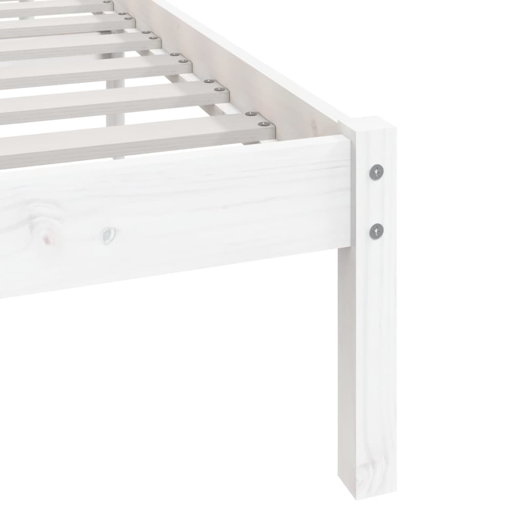 vidaXL Bed Frame without Mattress White 75x190 cm Small Single Solid Wood Pine