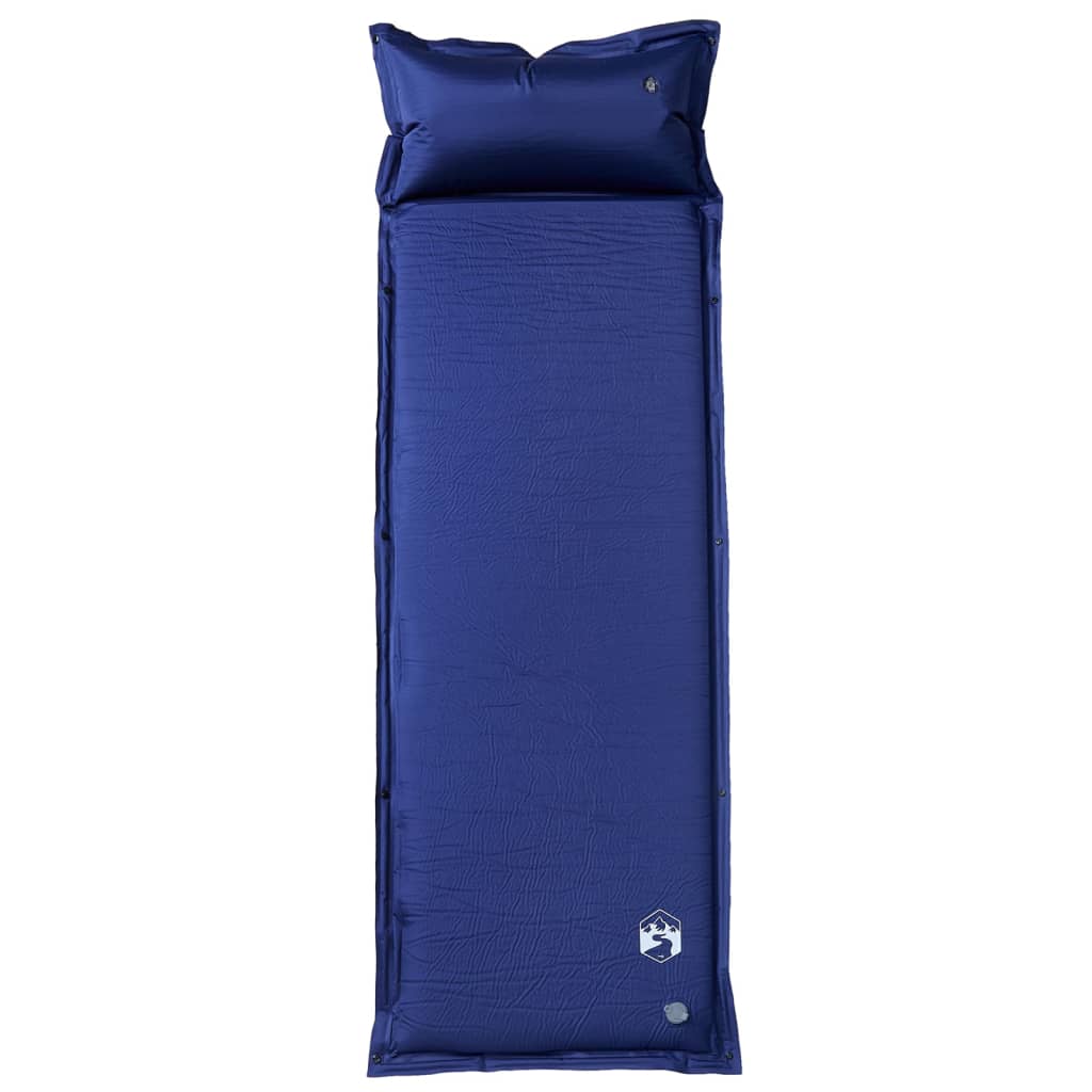 vidaXL Self Inflating Camping Mattress with Pillow 1-Person Navy Blue