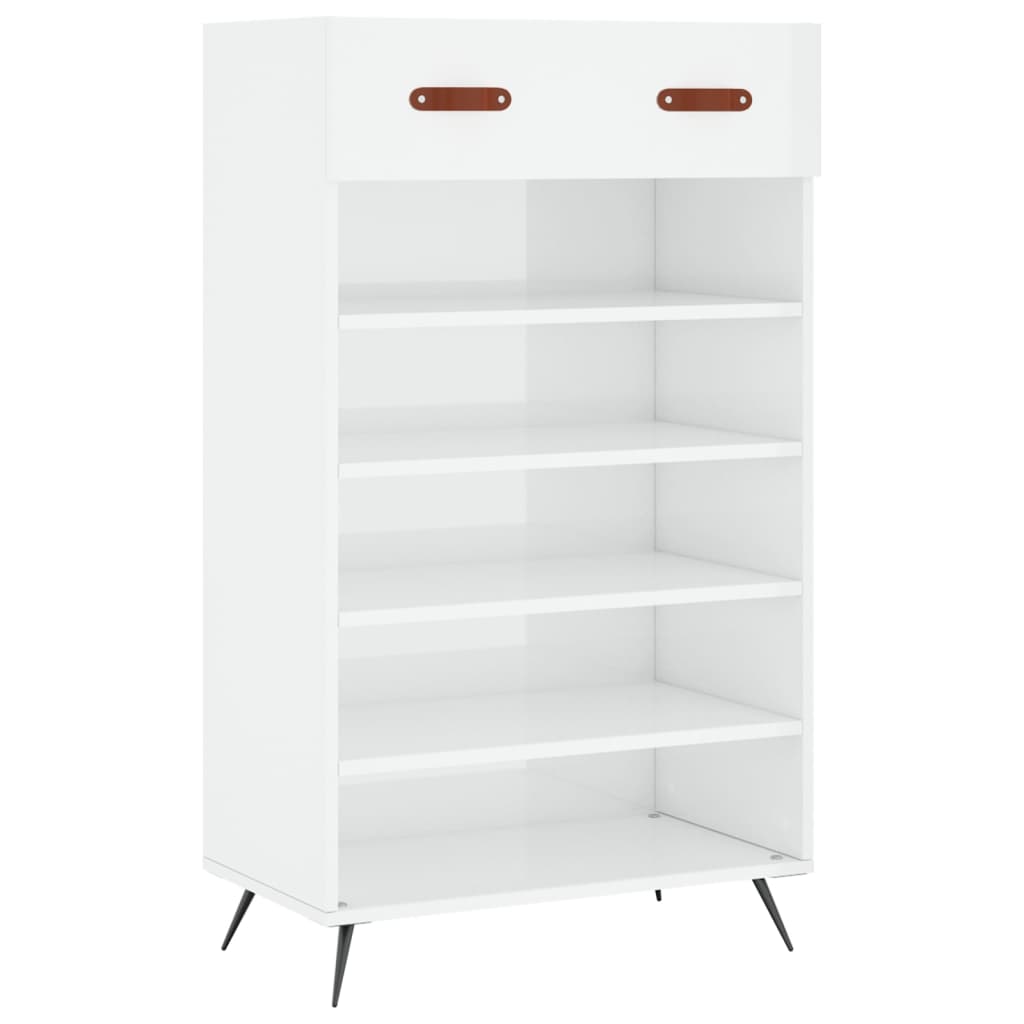 vidaXL Shoe Cabinet High Gloss White 60x35x105 cm Engineered Wood