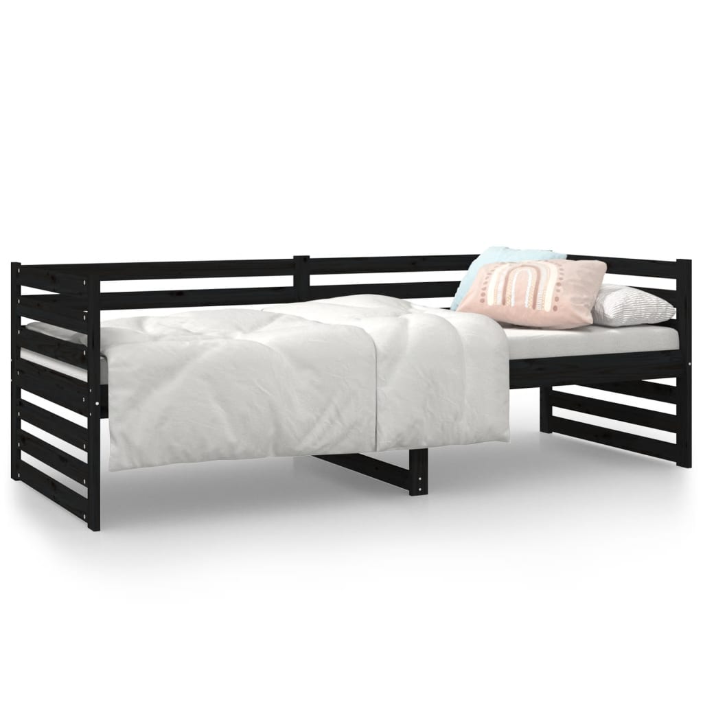 vidaXL Day Bed without Mattress Black 80x200 cm Solid Wood Pine