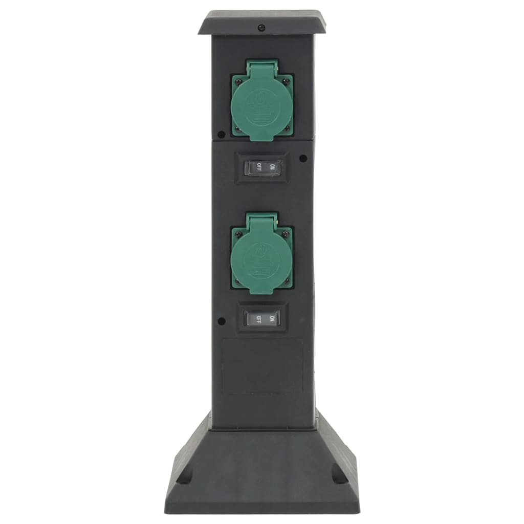 vidaXL Outdoor Socket Column 4-Way Black and Green 16x16x39.5 cm