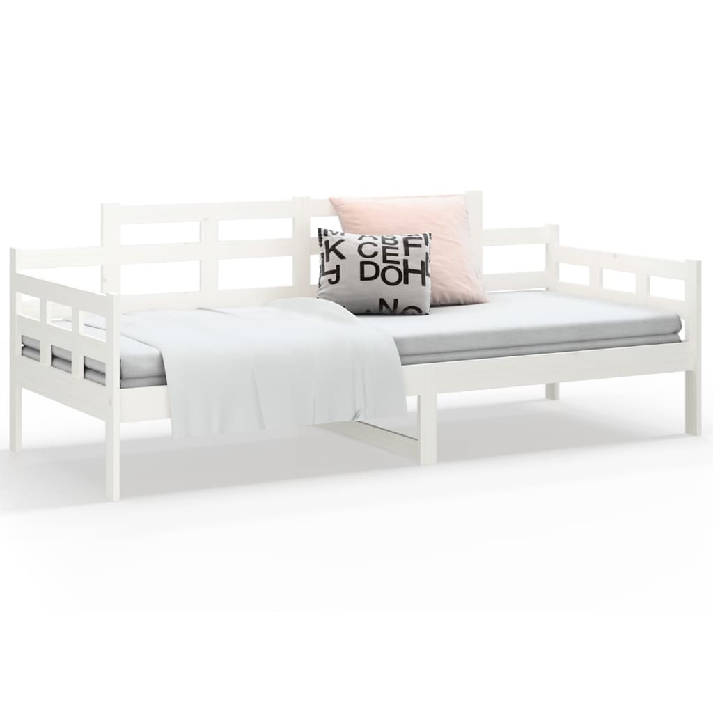 vidaXL Day Bed without Mattress White Solid Wood Pine 90x200 cm