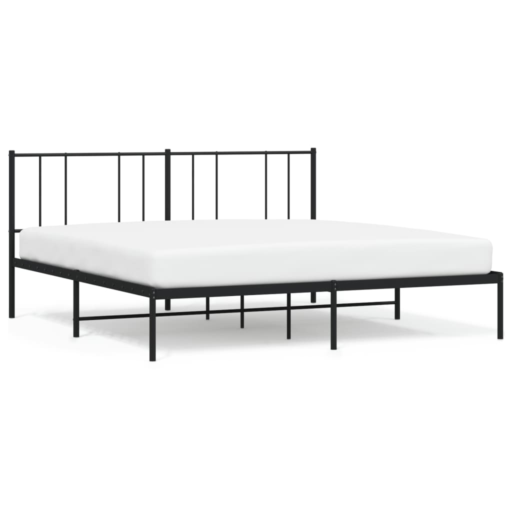 vidaXL Metal Bed Frame without Mattress with Headboard Black 183x213 cm