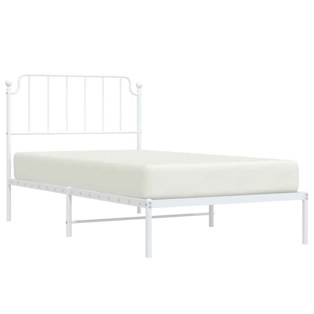 vidaXL Metal Bed Frame without Mattress with Headboard White 100x190 cm