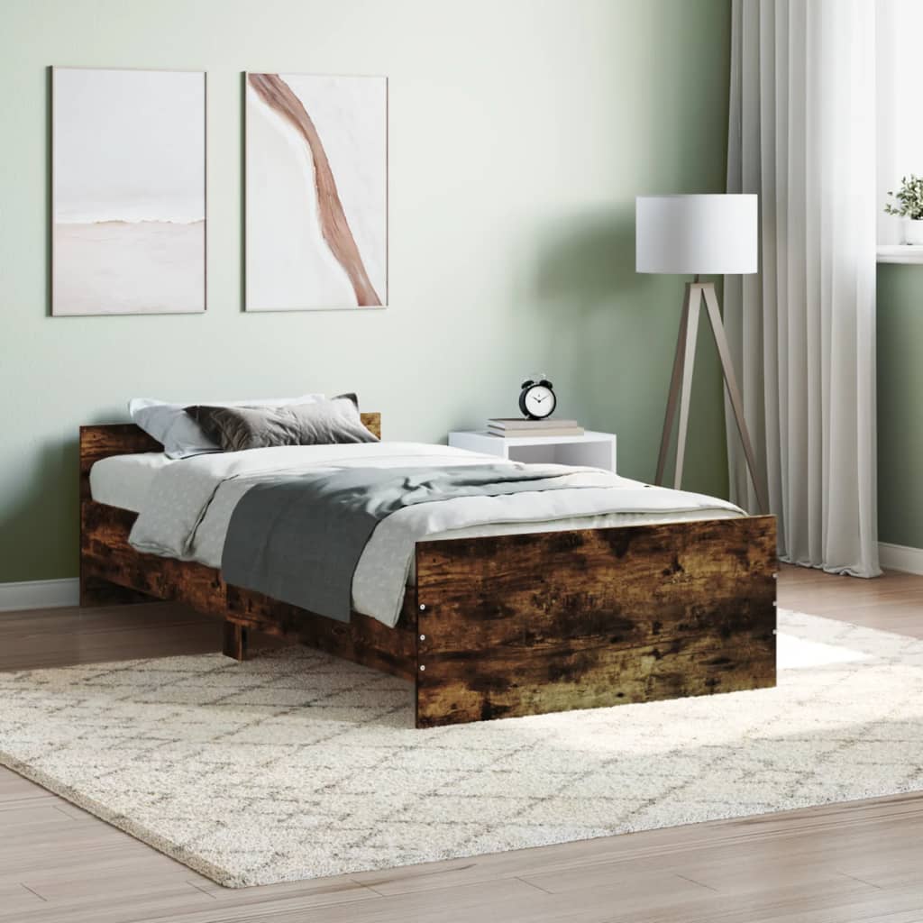 vidaXL Bed Frame without Mattress Smoked Oak 90x200 cm Engineered Wood