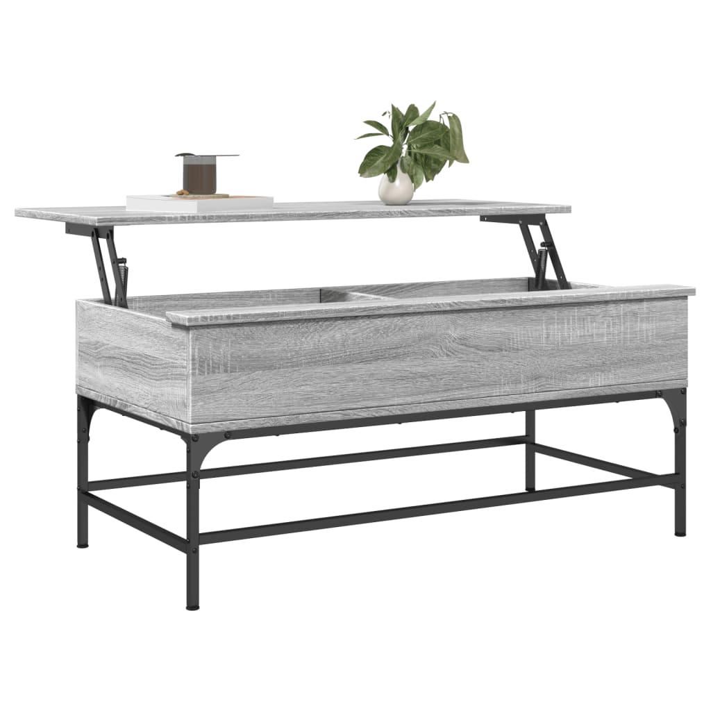 vidaXL Coffee Table Grey Sonoma 100x50x45 cm Engineered Wood and Metal