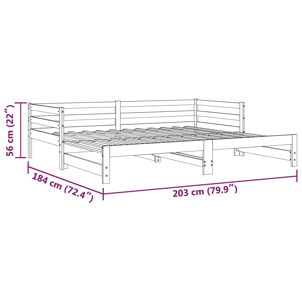 vidaXL Pull-out Day Bed without Mattress Grey 2x(90x200) cm