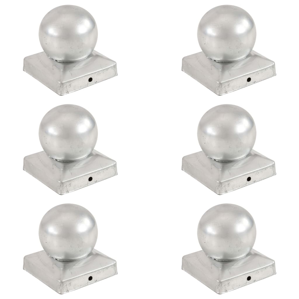 vidaXL Post Caps 6 pcs Globe Final Galvanised Metal 91x91 mm