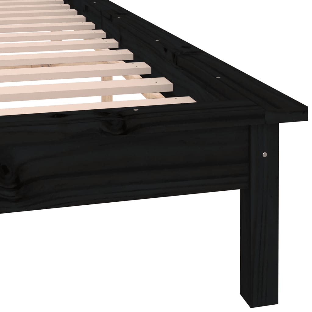 vidaXL LED Bed Frame without Mattress Black 200x200 cm Solid Wood