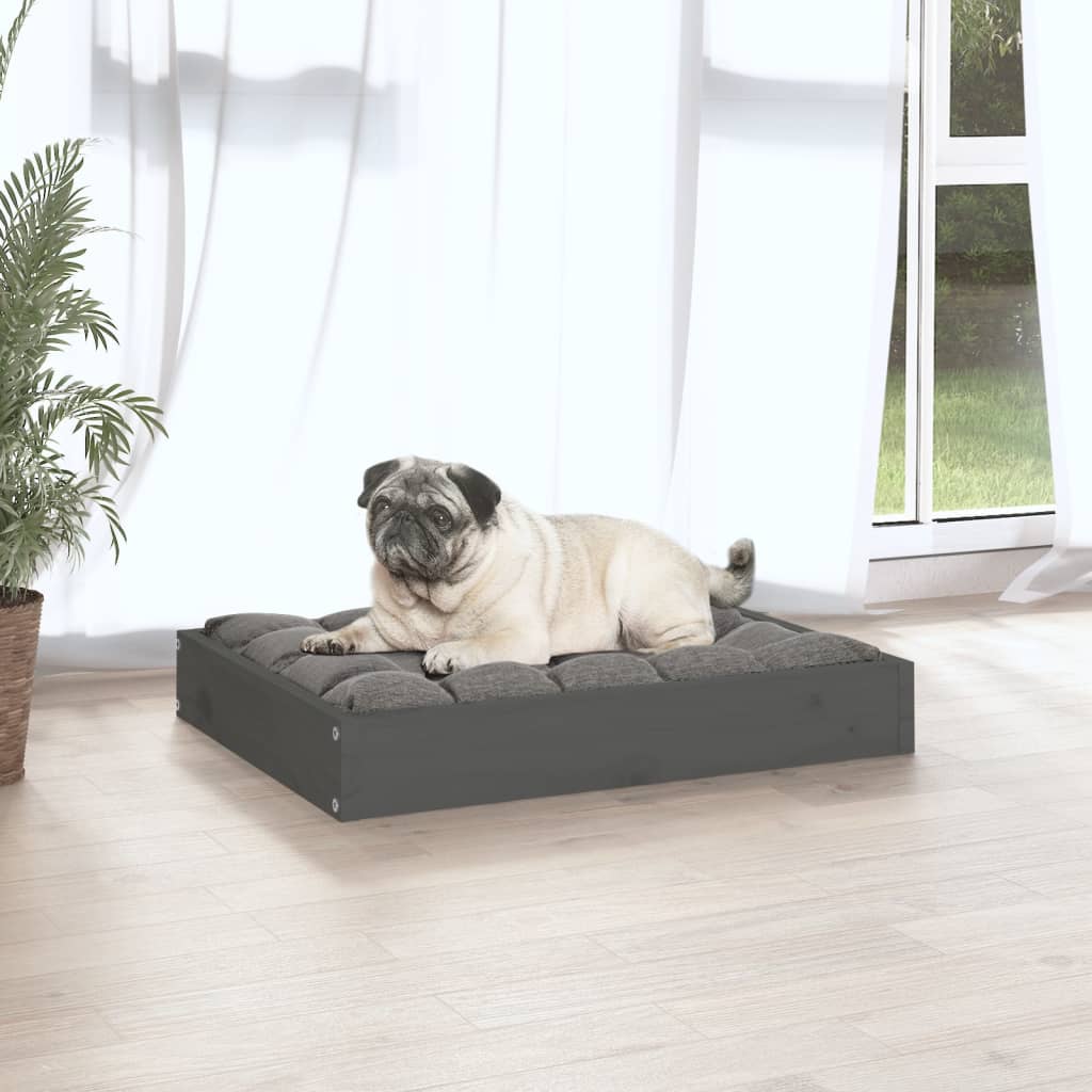 vidaXL Dog Bed Grey 61.5x49x9 cm Solid Wood Pine