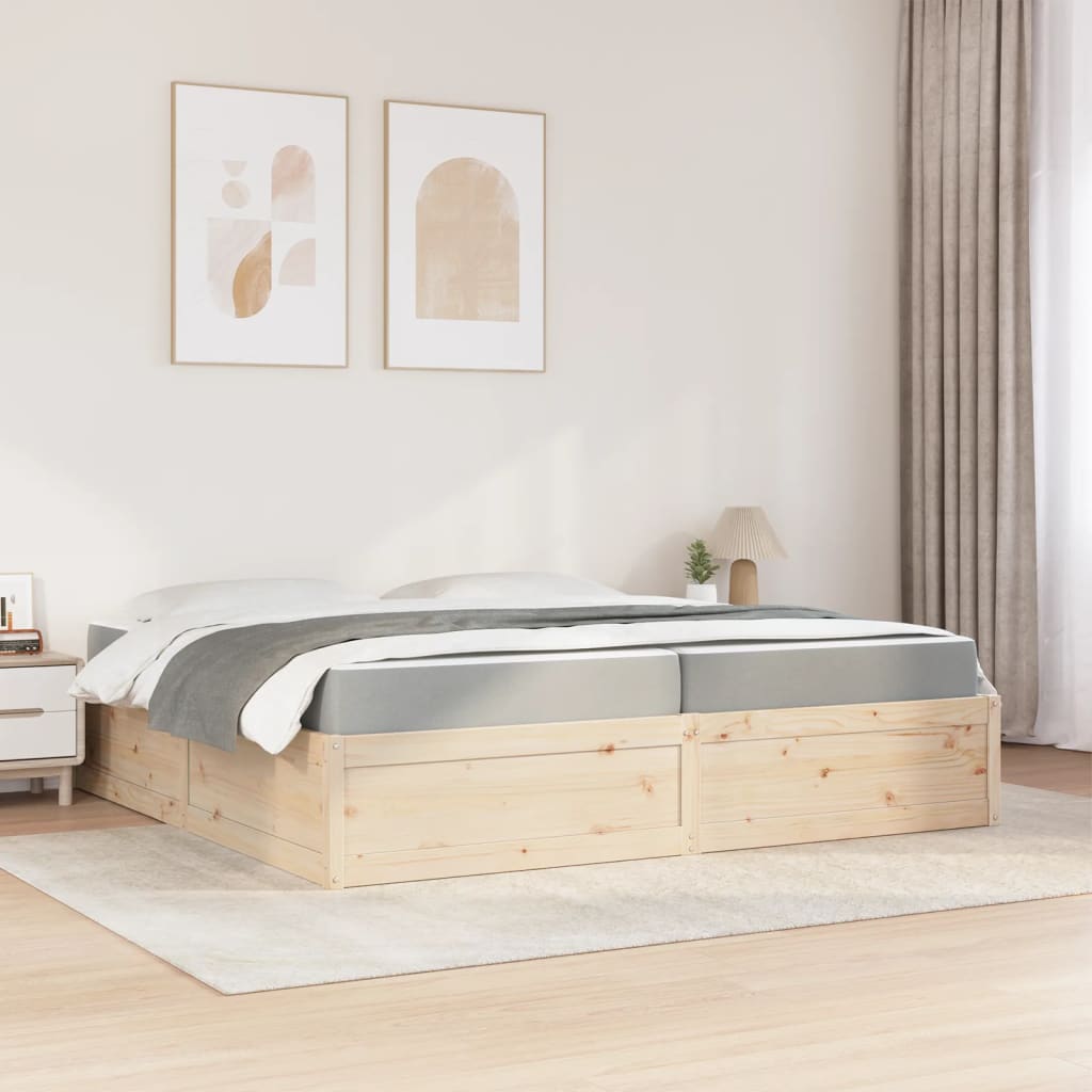 vidaXL Bed with Mattress 200x200 cm Solid Wood Pine