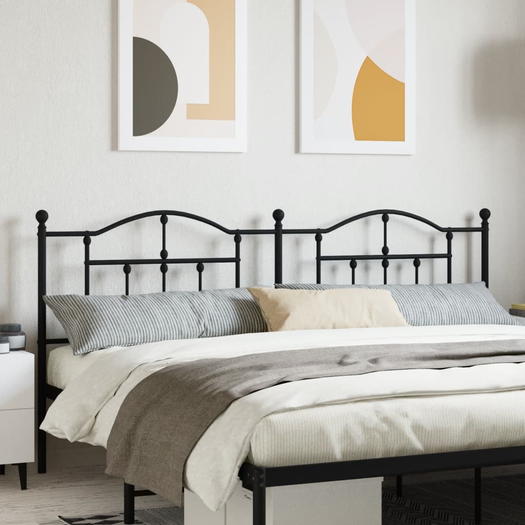 vidaXL Metal Headboard Black 193 cm