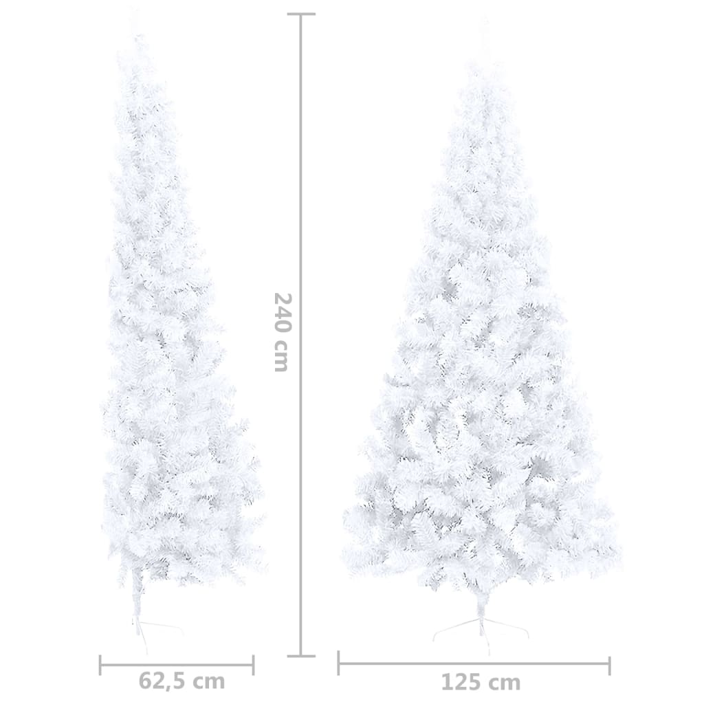 vidaXL Artificial Half Pre-lit Christmas Tree with Ball Set White 240 cm