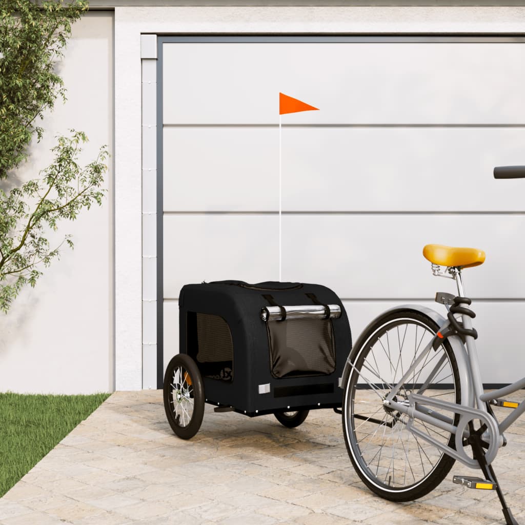 vidaXL Pet Bike Trailer Black Oxford Fabric and Iron