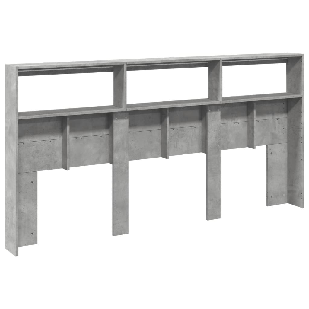 vidaXL Headboard Cabinet with LED Concrete Grey 200x17x102 cm