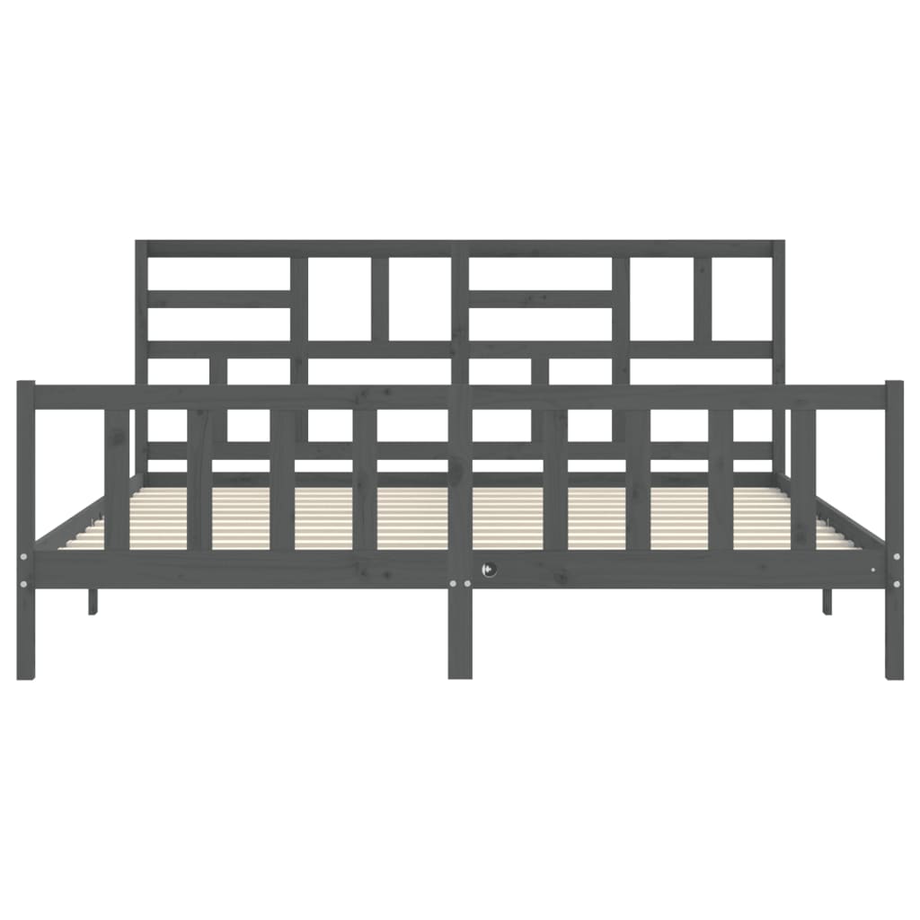 vidaXL Bed Frame without Mattress Grey 200x200 cm Solid Wood Pine