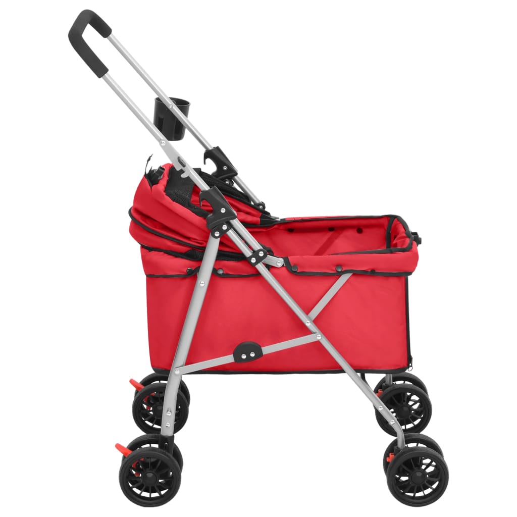 vidaXL Folding Dog Stroller Red 76x50x100 cm Oxford Fabric