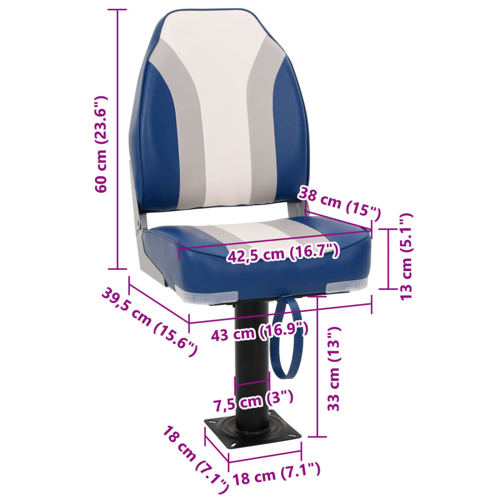 vidaXL Boat Seat with Pedestal 360° Rotatable