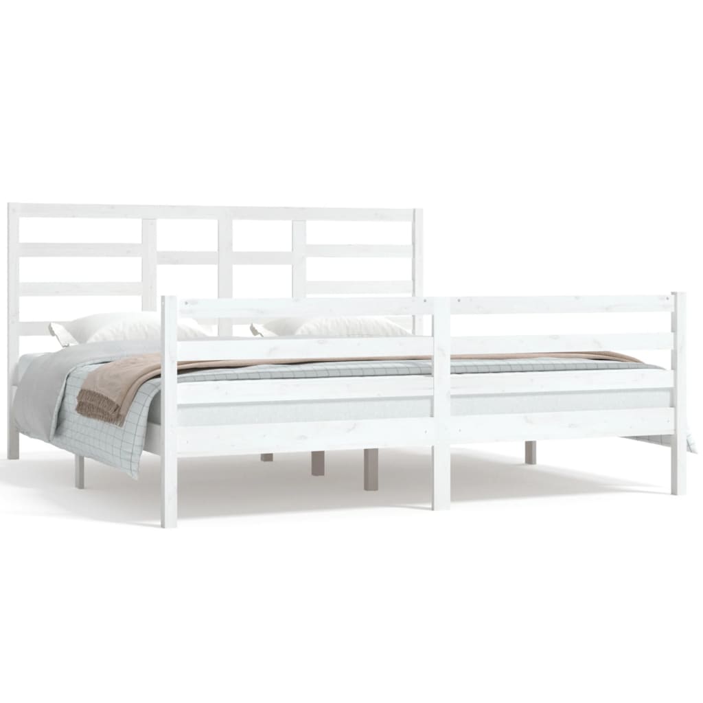 vidaXL Bed Frame without Mattress White Solid Wood 180x200 cm Super King