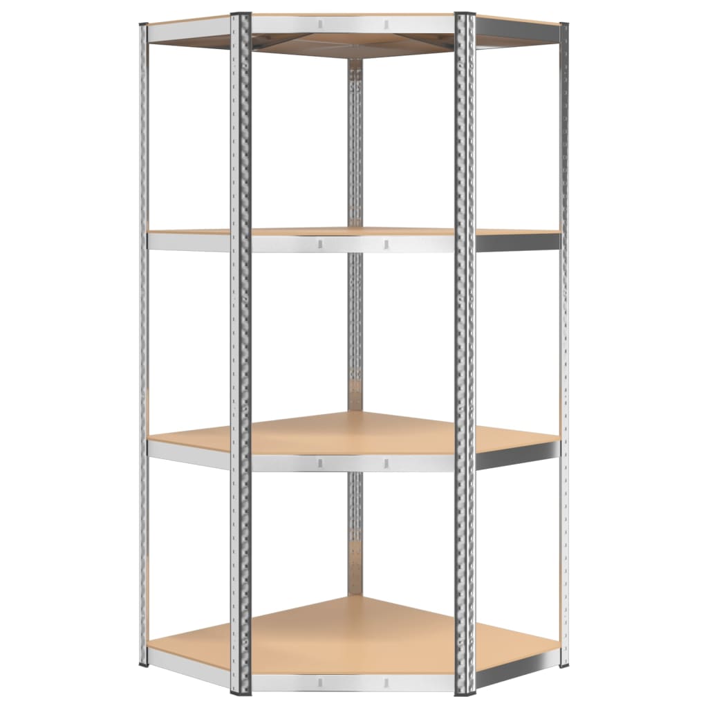 vidaXL 4-Layer Shelves 5 pcs Silver Steel&Engineered Wood