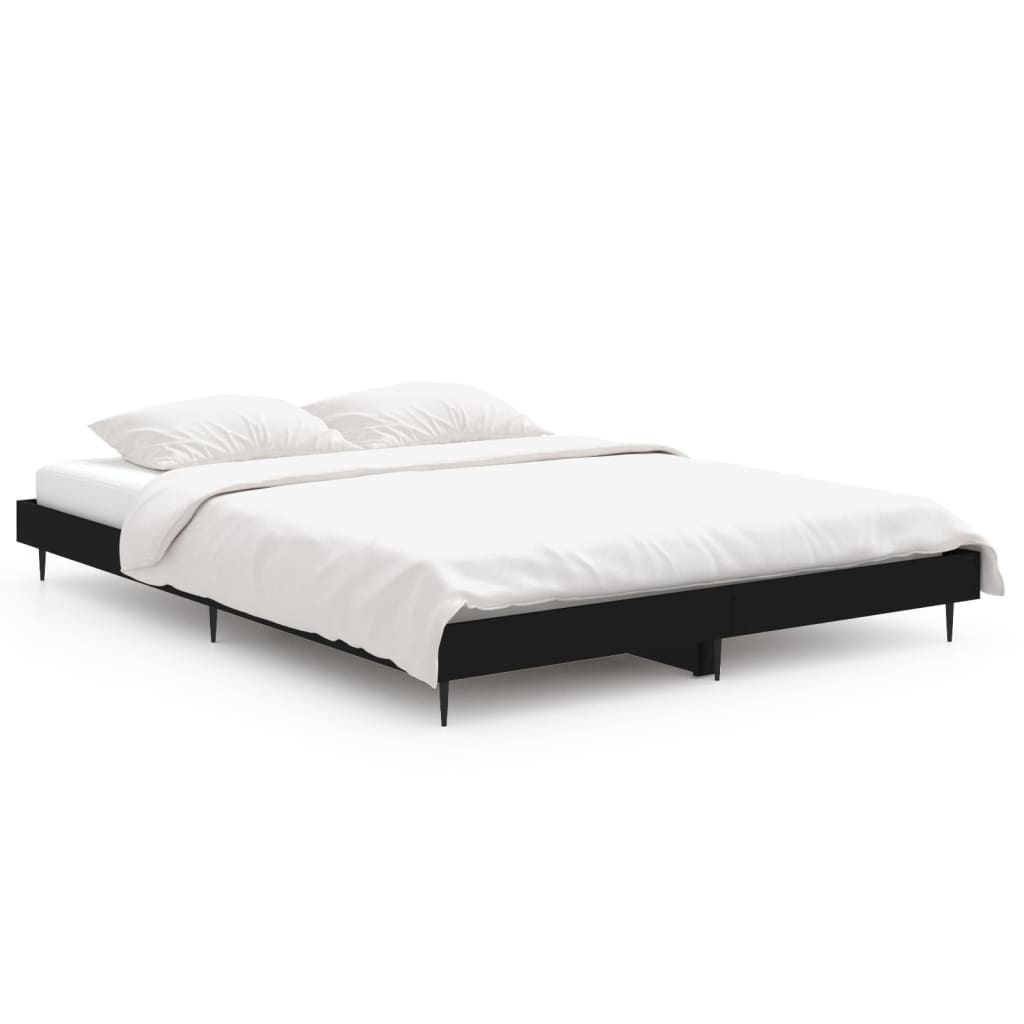 vidaXL Bed Frame without Mattress Black 140x190 cm Engineered Wood