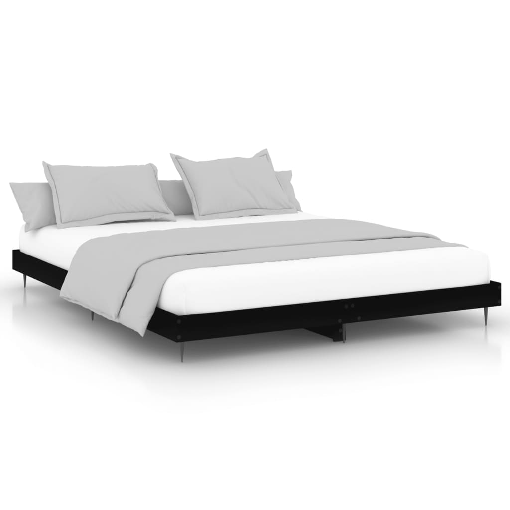 vidaXL Bed Frame without Mattress Black 140x200 cm Engineered Wood