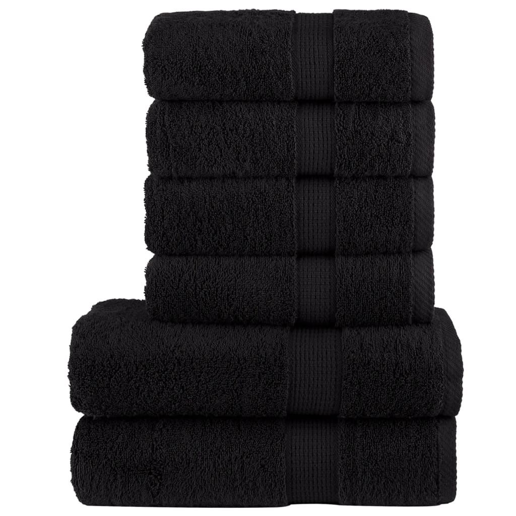 vidaXL 6 Piece Premium Towel Set SOLUND Black 600 gsm