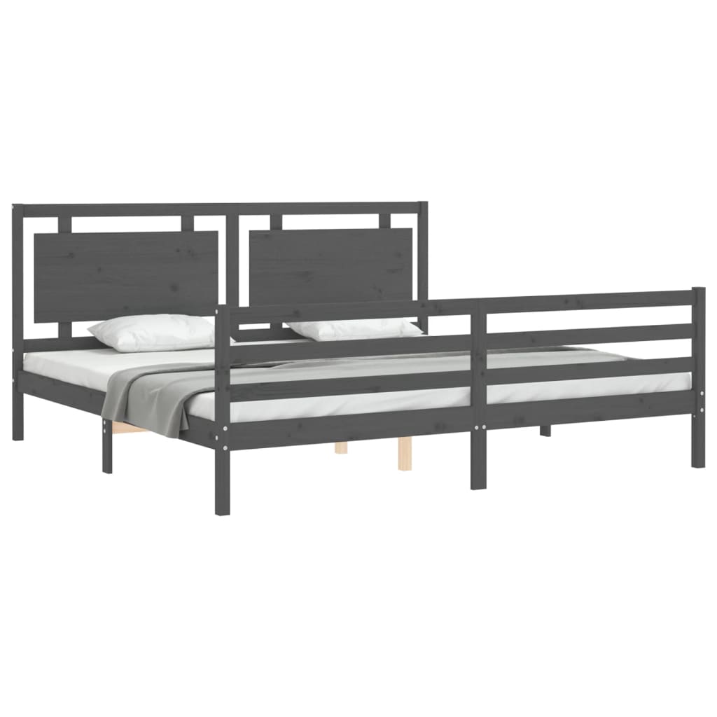 vidaXL Bed Frame without Mattress Grey 200x200 cm Solid Wood