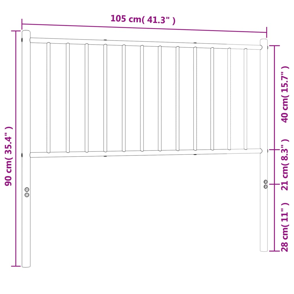 vidaXL Metal Headboard White 100 cm