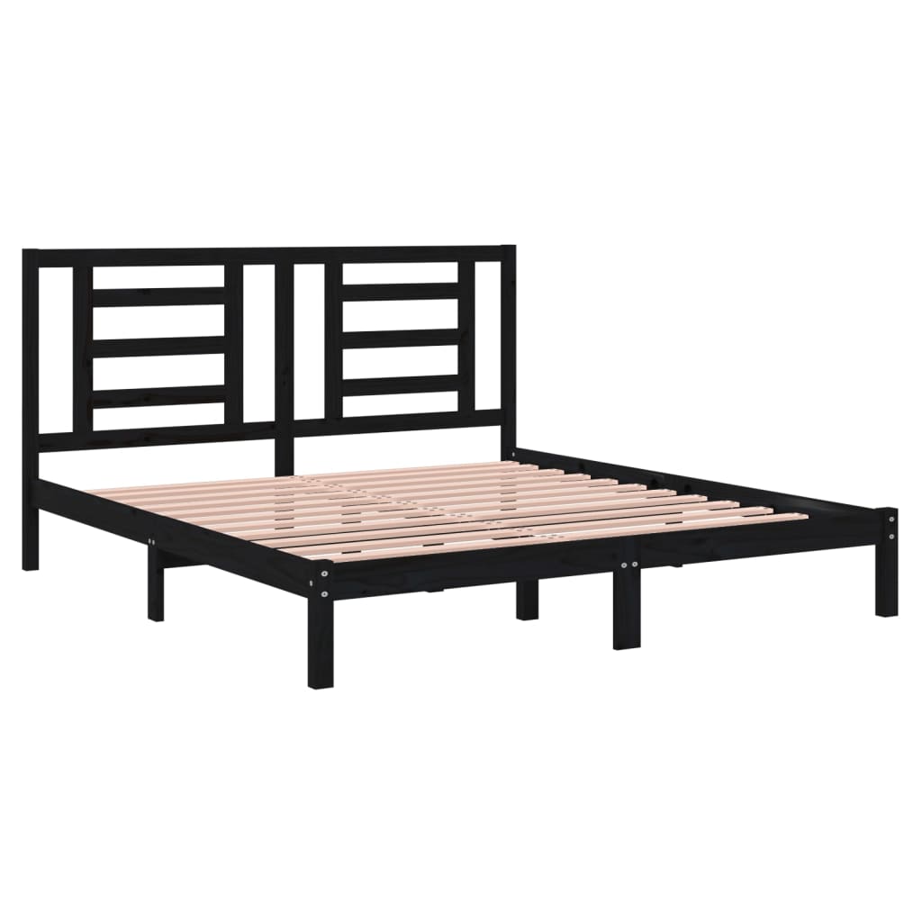 vidaXL Bed Frame without Mattress Black 180x200 cm Super King Solid Wood