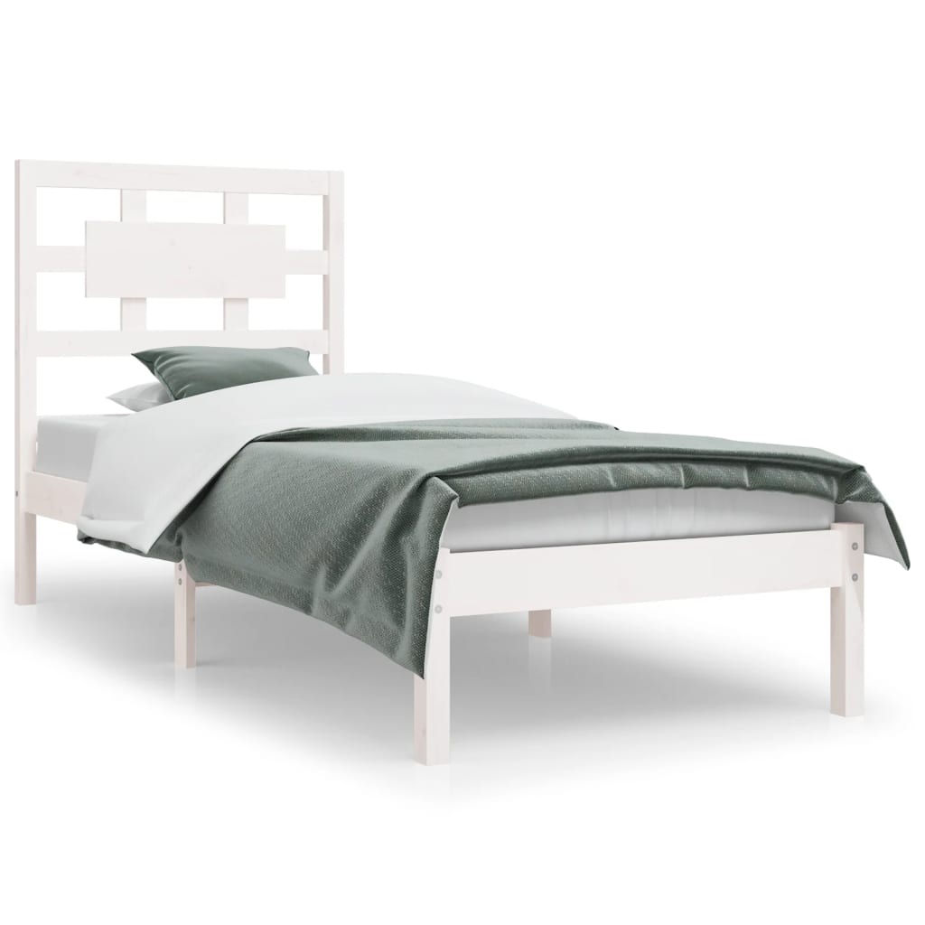 vidaXL Bed Frame without Mattress White 90x200 cm Solid Wood Pine