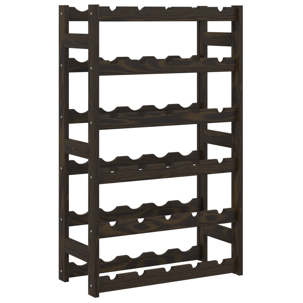 vidaXL Wine Rack for 30 Bottles Black Solid Wood Pine