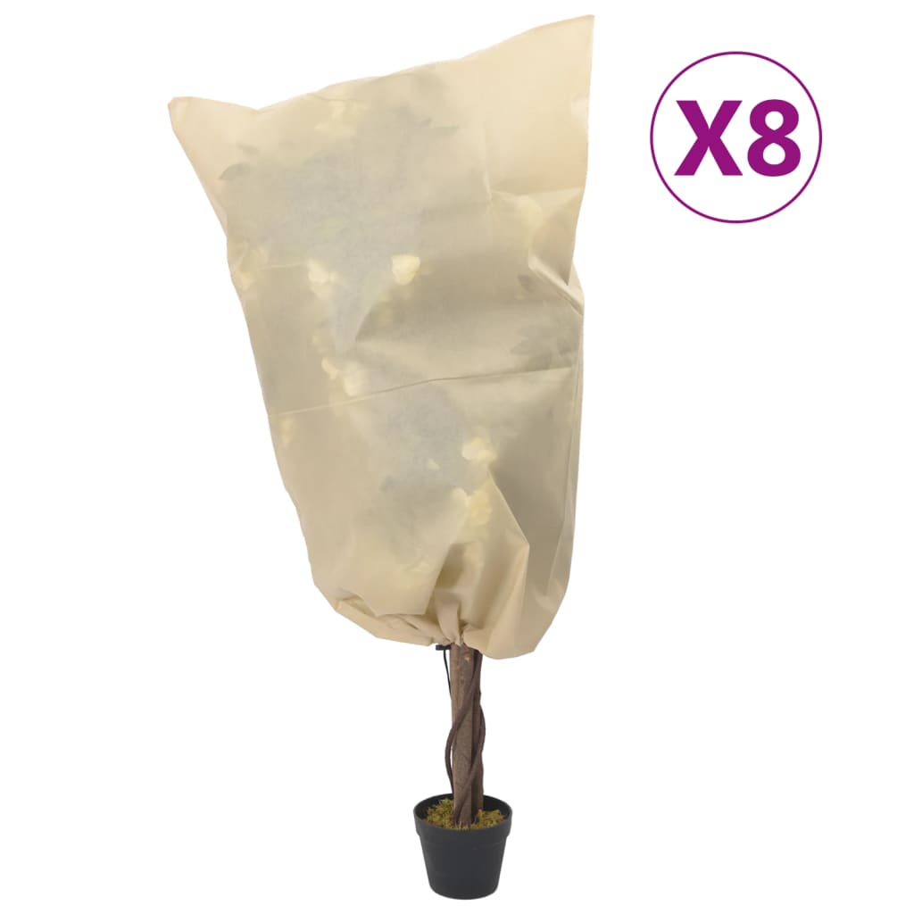 vidaXL Plant Fleece Covers with Drawstring 8 pcs 70 g/m² 0.8x1.2 m