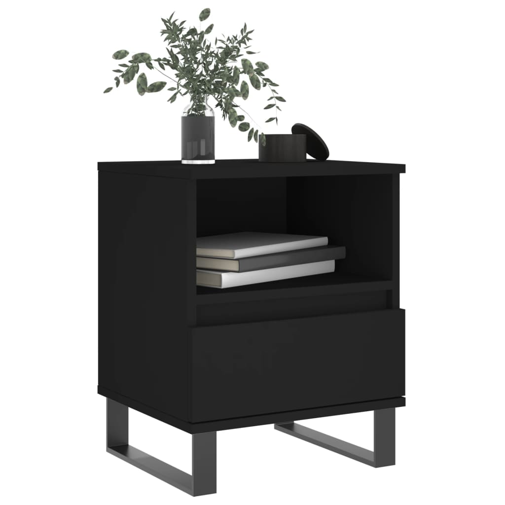 vidaXL Bedside Cabinets 2 pcs Black 40x35x50 cm Engineered Wood