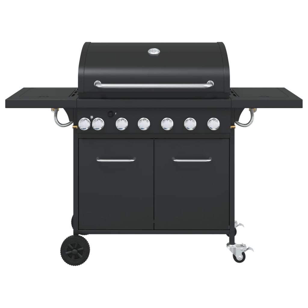 vidaXL Gas BBQ Grill with 7 Burners Black Powder-coated Steel