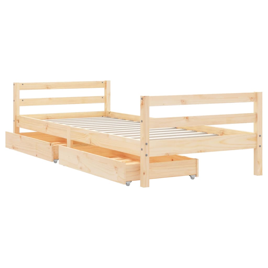 vidaXL Kids Bed Frame with Drawers 90x200 cm Solid Wood Pine