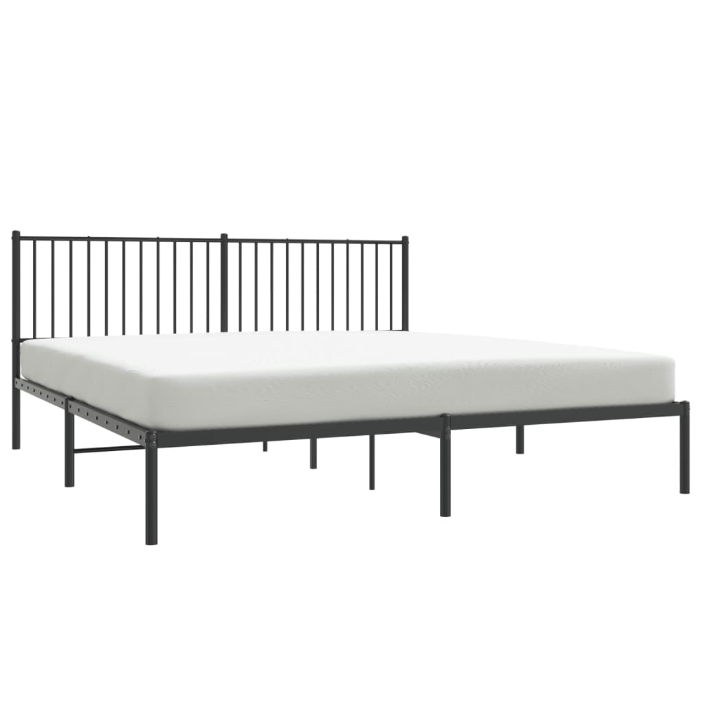 vidaXL Metal Bed Frame without Mattress with Headboard Black 183x213 cm