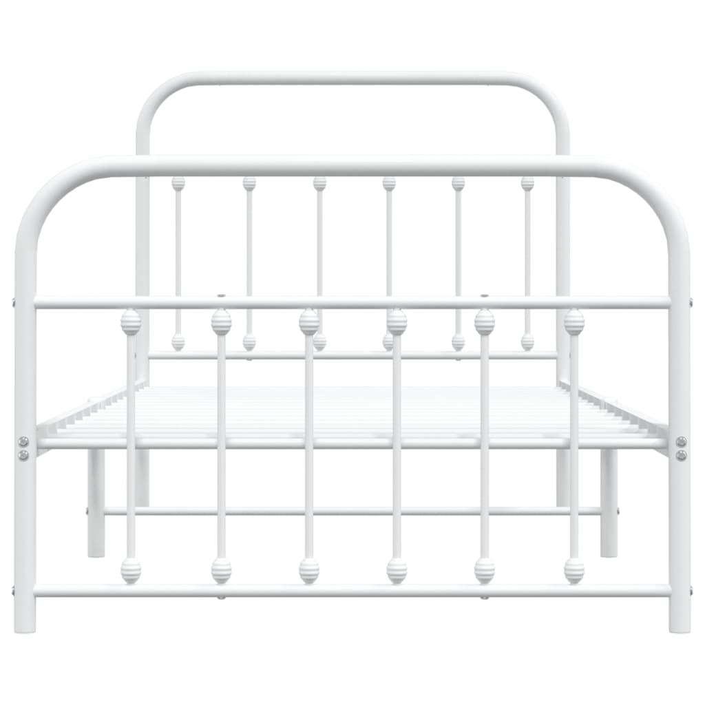 vidaXL Metal Bed Frame without Mattress with Footboard White 100x190 cm