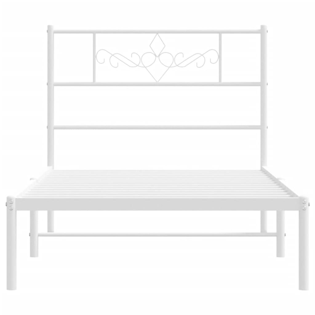 vidaXL Metal Bed Frame without Mattress with Headboard White 80x200 cm