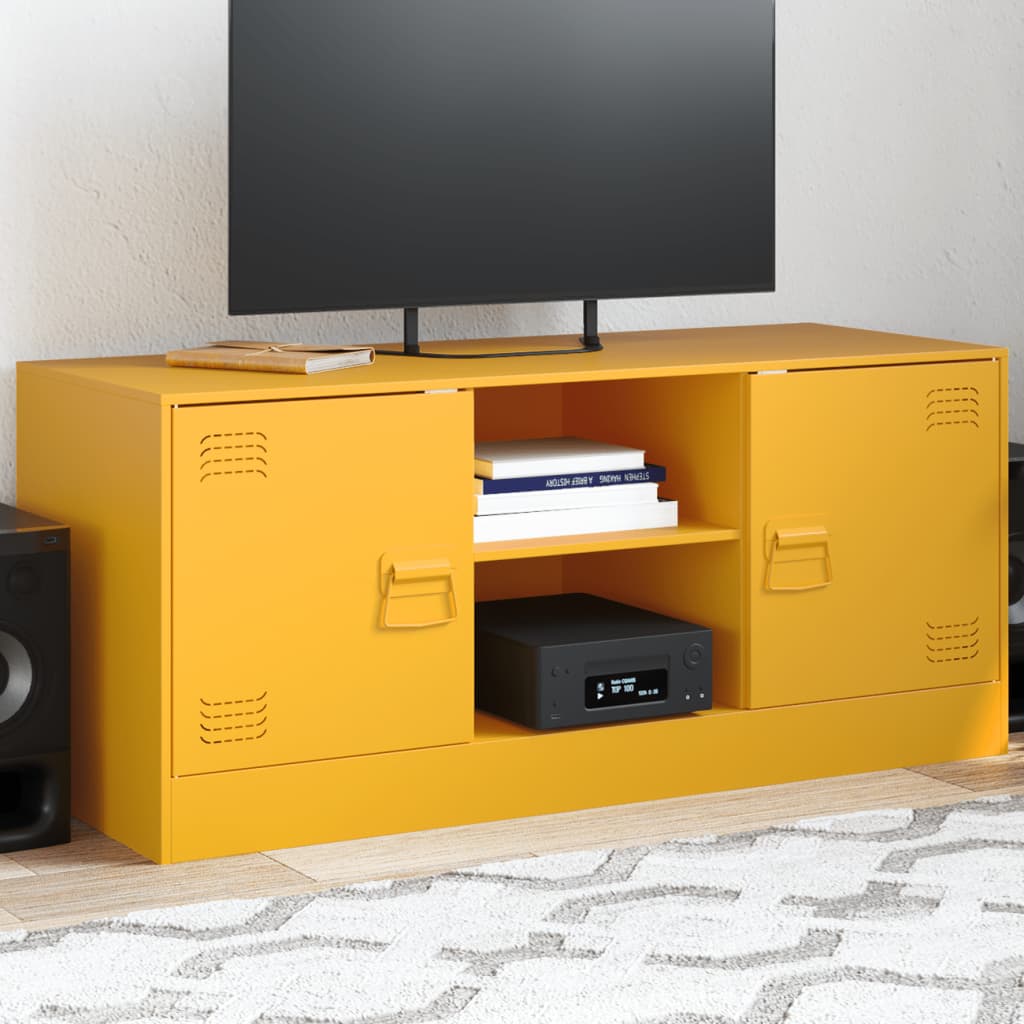 vidaXL TV Cabinet Mustard Yellow 99x39x44 cm Steel