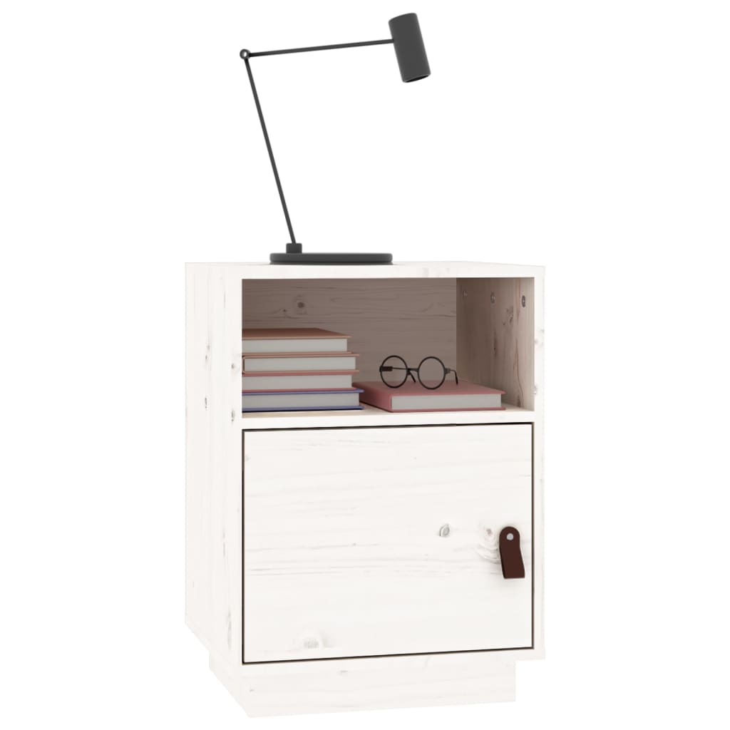 vidaXL Bedside Cabinet White 40x34x55 cm Solid Wood Pine