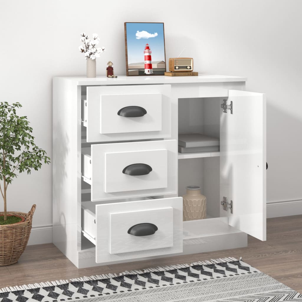 vidaXL Sideboard High Gloss White 70x35.5x67.5 cm Engineered Wood