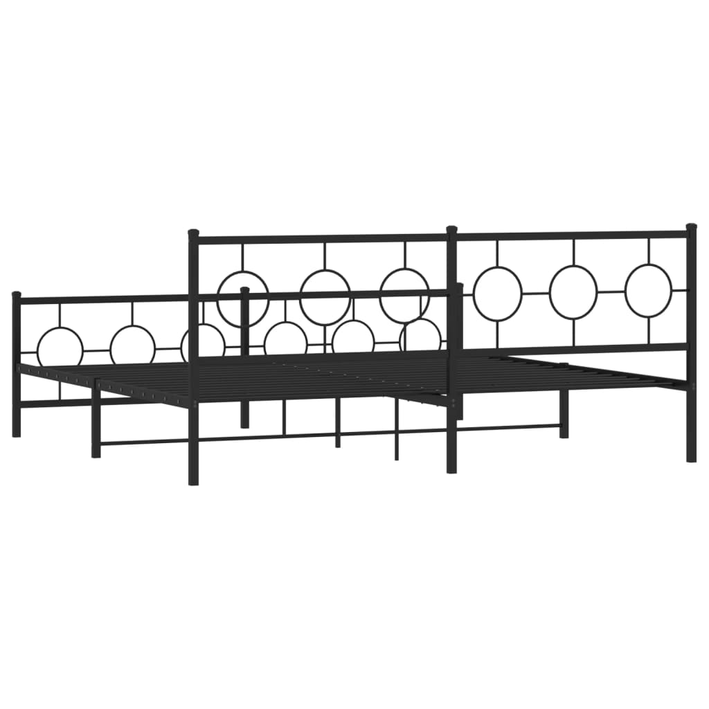 vidaXL Metal Bed Frame without Mattress with Footboard Black 200x200 cm