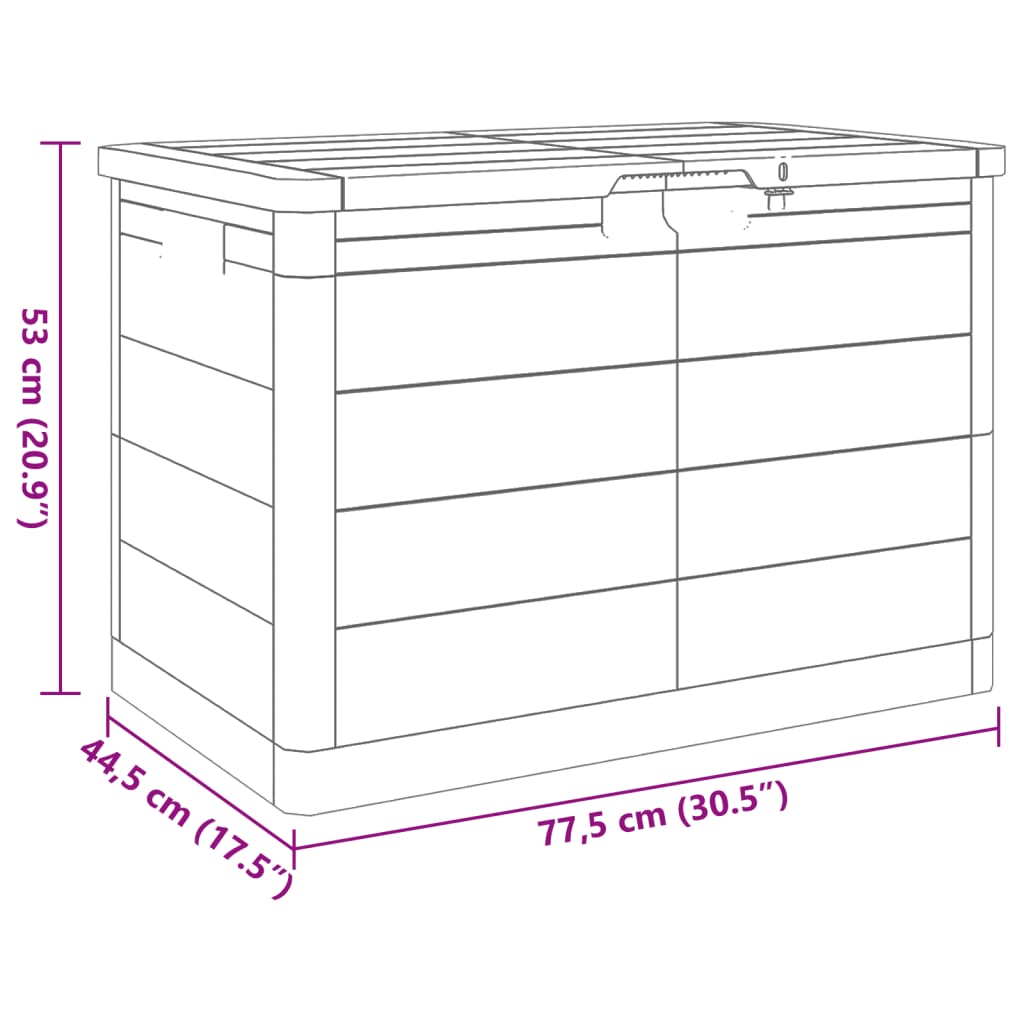 vidaXL Outdoor Cushion Box Brown 77.5x44.5x53 cm Polypropylene