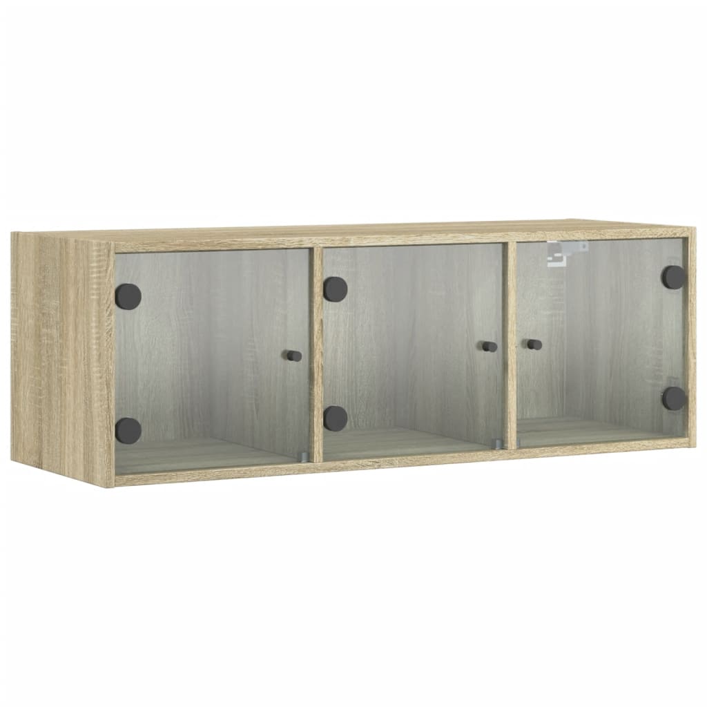 vidaXL Wall Cabinet with Glass Doors Sonoma Oak 102x37x35 cm