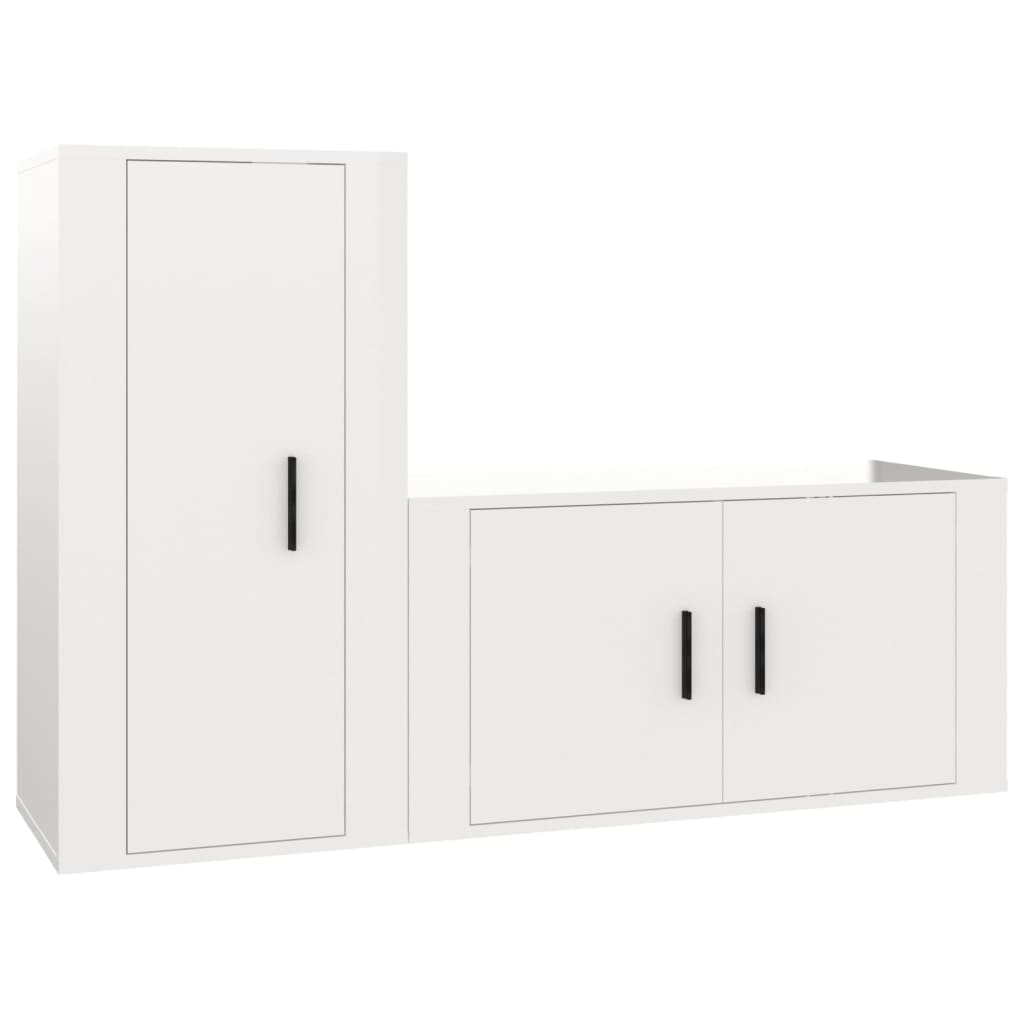 vidaXL 2 Piece TV Cabinet Set High Gloss White Engineered Wood