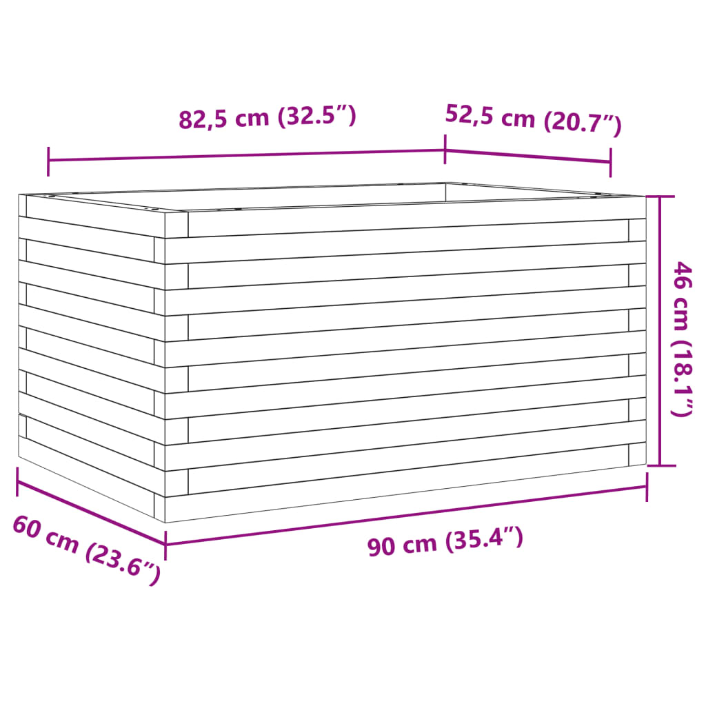 vidaXL Garden Planter Wax Brown 90x60x46 cm Solid Wood Pine