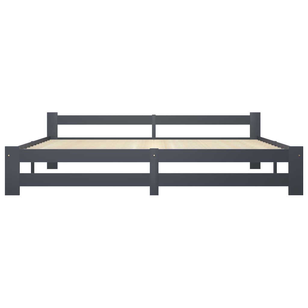 vidaXL Bed Frame without Mattress Dark Grey Solid Pine Wood 200x200 cm